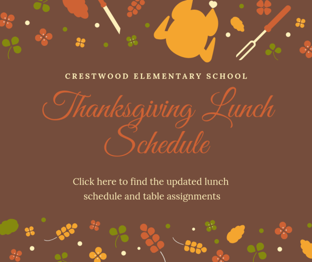 Thanksgiving Lunch Schedule 2018
